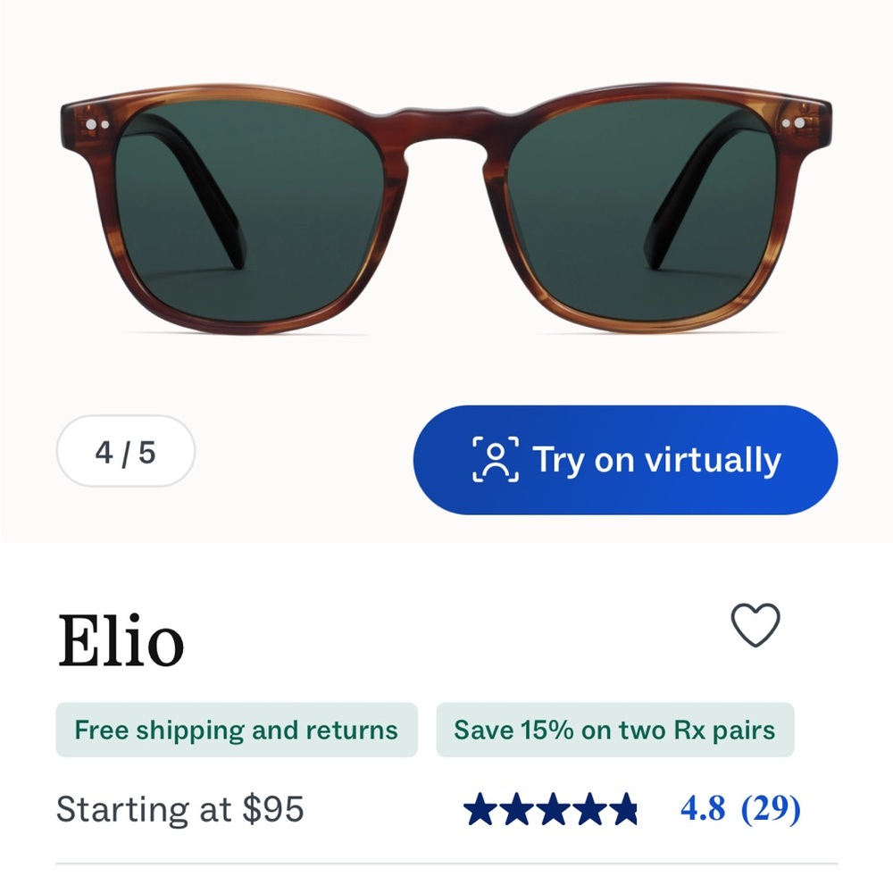 Warby Parker Elio Sunglasses - Tortoise and Green